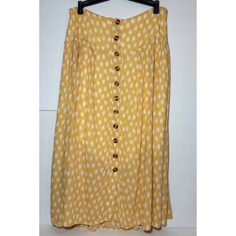 Everly Small Mustard Yellow Button Front Midi Skirt